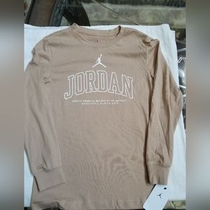 Air Jordan Boys Large Graphic-Print Cotton Long Sleeve T-Shirt HEMP White